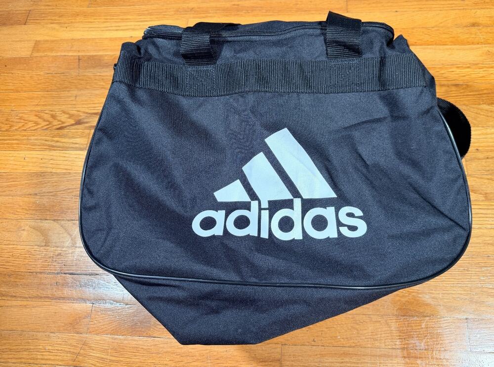 Adidas Black White Medium Duffel Bag Gym Sports Travel Shoulder Strap 21”